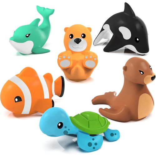 Tub Works Mold Free No Hole Bath Toys, 6 Pack, Rainforest