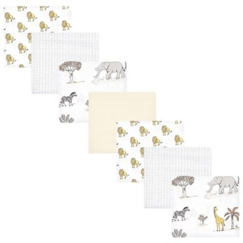 Hudson Baby Cotton Flannel Receiving Blankets Bundle, Neutral Safari World, One Size