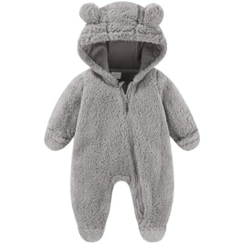Xifamniy Baby Newborn Girls Boys Winter Clothes Suit Snowsuit Jumpsuit Footie Romper Hooded Outwear
