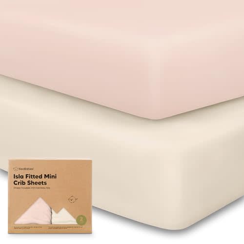 Pack and Play Sheets Fitted - 2-Pack Mini Crib Sheets for Pack N Play Mattress, Soft & Cozy, Neutral Toddler Playard Bedding, Snug Fitted Mini Baby Crib Mattress Cover Set for Boys, Girls (Cameo)