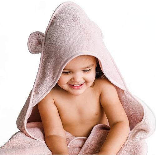 Natemia Premium Hooded Baby Bath Towel - Award Winning Baby Towels with Hood Made Using 100% Organic Cotton from Turkey, Baby Towels for Newborn, Hooded Baby Towels Girl, Baby Bath Towels Hooded