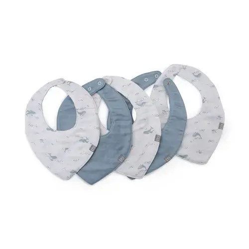 Little Bamboo 5 Pack Muslin Bib Retro Blue | Baby Bunting AU