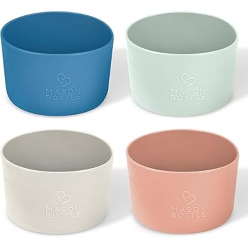 Mason Bottle 4oz Mason Jar Silicone Sleeves (4-Pack) - Regular Mouth Mason Jar Sleeves - Non-Toxic, Dishwasher Safe Small Mason Jar Sleeves for Grip & Protection - Made in USA (Jars NOT Included)
