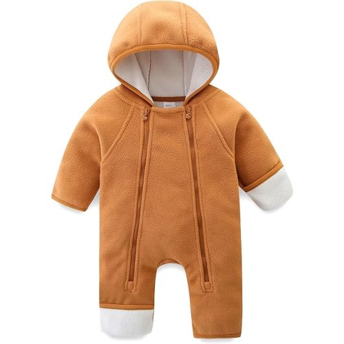 Newborn Baby Fleece Jumpsuit Girls Boys Winter Hooded Coverall Romper Cute Baby Snowsuit Clothes