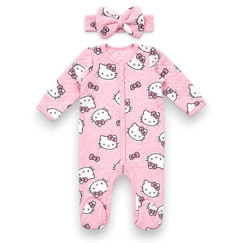 Hello Kitty Officially Licensed Baby Girls Onesie Romper, One Piece Baby Girl Clothes with Snap Button
