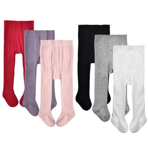 EPEIUS Baby Girls Tights Cable Knit Leggings Stockings Cotton Pantyhose for Newborn Infants Toddlers 3/6 Pack