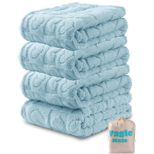 Yagle Mate 4 Pcs Baby Blankets,Fleece Checkered Blanket, Fluffy Small Crib Blankets for Boys, Toddler Receiving Blankets 30×40 Blue