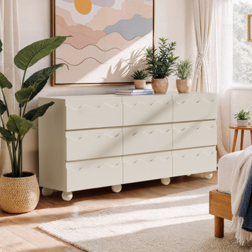 Dovecove 9 Drawer 63" W Circular Ripple Dresser & Reviews | Wayfair