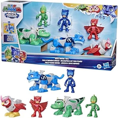PJ Masks Animal Power Hero Animal Trio Playset, with 3 Toy Cars and Action Figures, Preschool Toys, Superhero Toys for 3 Year Old Boys and Girls and Up