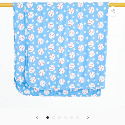 Stars And Strikes Reversible Blanket - Sky Blue