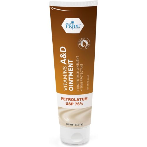 Medpride Vitamin A & D Diaper Rash Ointment| Protectant Cream For Sensitive Baby Skin| 4oz Tube| Lanolin & Petrolatum Formula| Also Suitable for Adult Men/Women- Cuts, Dry-Cracked Hands/Feet/Face Skin