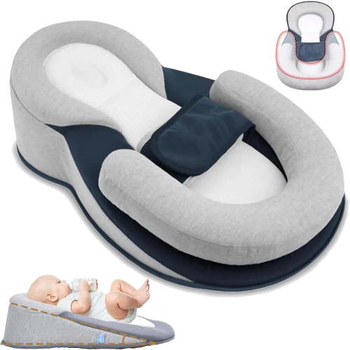 RestNest Baby Bed Acid Reflux with Strap - 2025 Upgraded Multi-Functional Design with 30° Anti-Reflux Angle | 3-in-1 for Feeding Support, Tummy Time & Night Sleep | Breathable Mesh & Removable Cover