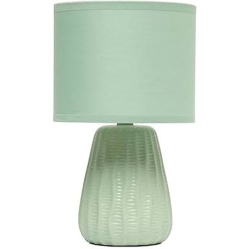 Simple Designs LT1138-SGE 11.02" Traditional Mini Modern Ceramic Texture Pastel Accent Bedside Table Desk Lamp w Matching Fabric Shade for Decor,Bedroom, Nightstand, Living Room, Entryway, Sage Green