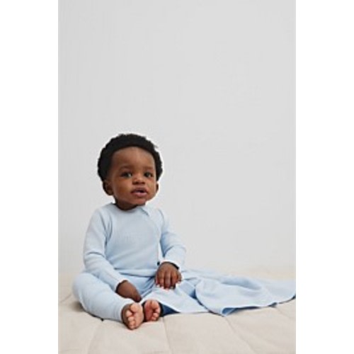 Powder Blue Organically Grown Cotton Blend Logo Zip Jumpsuit - Jumpsuits & Bodysuits | Country Road