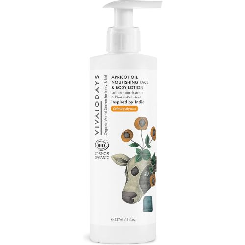 Organic Apricot Oil Nourishing Face & Body Lotion for Baby & Everyone Else Big Bottle with Pump 8 fl. oz.