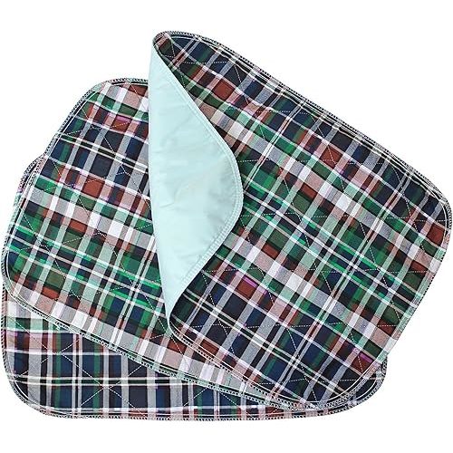 3 Pack - Plaid Small Washable Chair Pad Bed Pad/Small Reusable Incontinence Chair Underpad 18x24 - Perfect for Children and Adults Incontinence Protection
