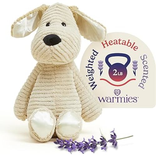 warmies Microwavable & Weighted Stuffed Animals, Puppy - Heated Stuffed Animal Plushie for Warmth & Comfort - Cute Soft Plush Toys for Adults & Children (Boys, Girls, Babies & Toddlers)
