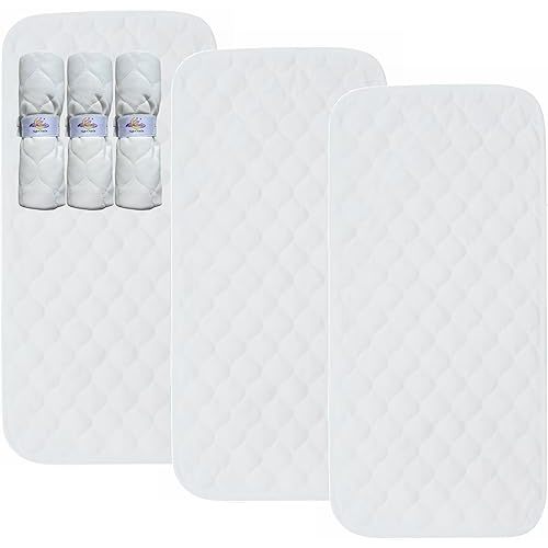 Quilted Thicker Changing Pad Liner 3 Pack Waterproof, Fit for Changing Pads, are Warm On a Baby's Back Non-Slip Design Reusable Pads Machine Washable 14"x 27.5" - White