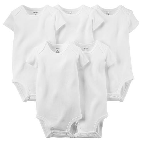 Carter's Neutral 5 Pack Short Sleeve White Bodysuits
