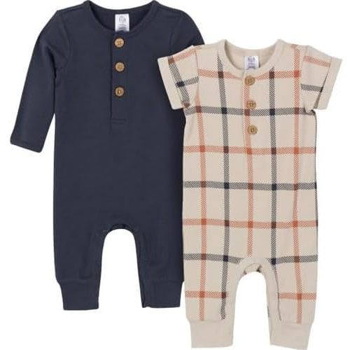 Gerber baby-girls Baby Boys and Baby Girls' 2-pack Long Leg Romper