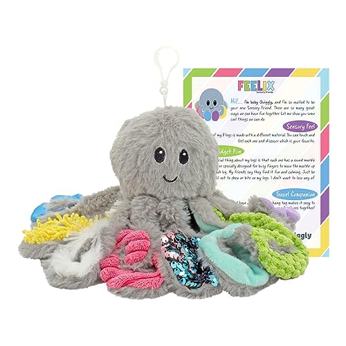 MEAVIA Mini Sensory Octopus Plush Toy, Travel-Size Fidget Plush for Special Needs and Sensory Fun