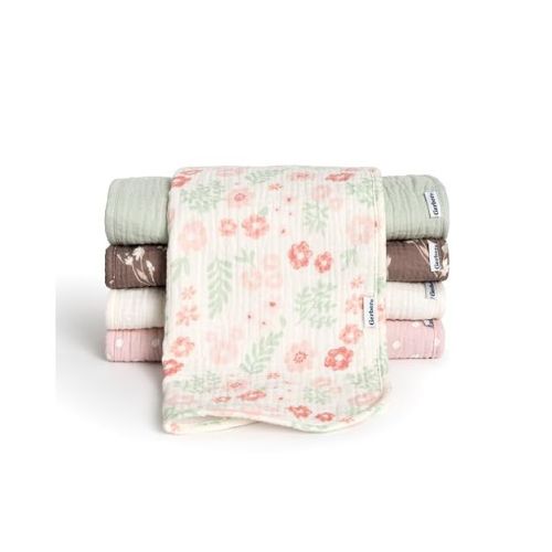 Gerber Baby Girls' Muslin Burp Cloths, 5-Pack, Floral