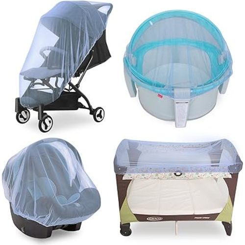 Mosquito Net for Stroller Baby Mosquito Netting for Strollers, Bassinets, Cradles, Playards, Pack N Plays and Portable Mini Crib, Baby Insect Netting, Blue