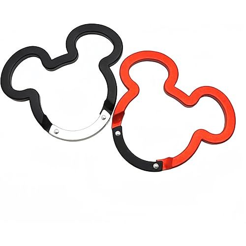 Aluminum Mouse Ears Ring Carabiners Clip 3 inch Cute Mouse Spring Loaded Gate Small Keychain Carabiner Clip Set Outdoor Camping Mini Lock Snap Hooks Spring Link Key Chain Durable Improved 2 PCS