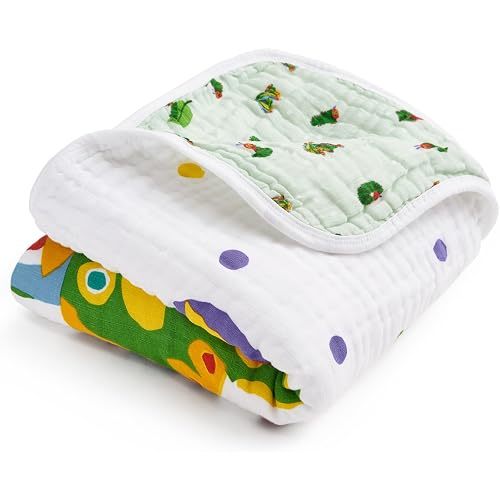 aden + anais Essentials Cotton Muslin Eric Carle Dream Blanket, Perfect for Babies, Infants and Toddlers, Crib Blanket, Nursery Essential, Very Hungry Caterpillar