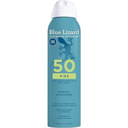 Blue Lizard Kids Mineral Sunscreen Spray SPF 50+, Brand, Broad-Spectrum UVA/UVB Protection, Water-Resistant, Zinc Oxide Formula, 5 fl oz