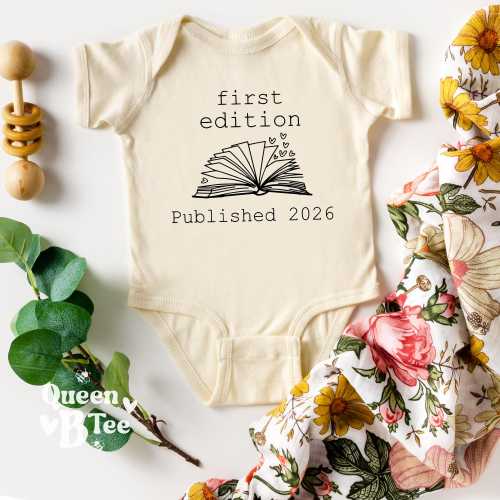 First Edition Published 2026 Natural Onesies®, Custom Year Onesie®, Baby Announcement Bodysuit, Gift For Librarian Mom, Neutral Baby Outfit