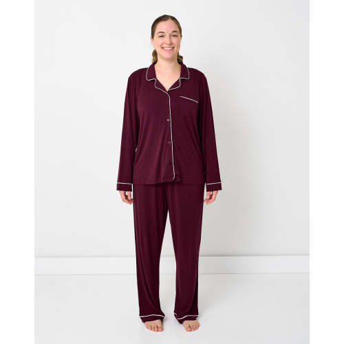 Classic Burgundy Women's Long Sleeve Pajama Set | Little Sleepies