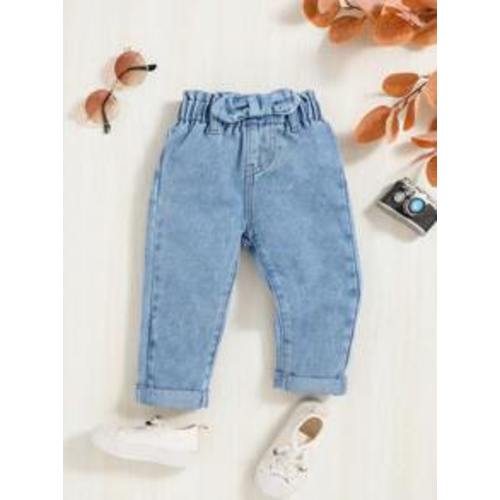 SHEIN Baby Girl Elastic Waist Denim Pants