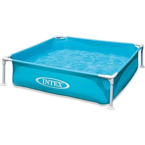 Intex 4 Foot x 12 Inch Miniature Durable Vinyl Outdoor Above Ground Frame Kiddie Swimming and Teaching Baby Pool for Ages 3 and Up, Blue
