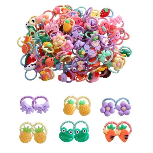 100pcs Mix Colors Girl's Elastic Hair Ties Soft Rubber Bands Hair Bands Holders Pigtails Hair Accessories for Girls Infants Toddlers Kids Teens and Children 100A