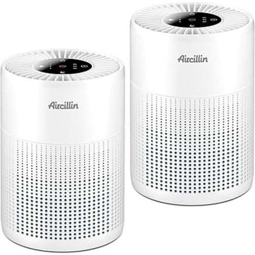 2 Pack Air Purifiers for Bedroom H13 True HEPA Air Filter Cleaner, Odor Eliminator, Remove Smoke Dust Pollen Pet Dander, Night Light For Home Living Room Dorm, Quiet 24dB Filtration System