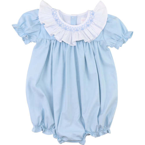 Blue Smocked Ruffle Collar Bubble – Cecil & Lou