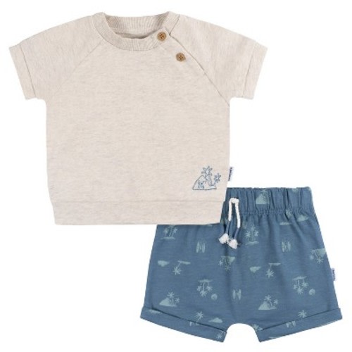 Gerber Baby Boys' T-shirt and Shorts - Surf - 0-3 Months - 2-Piece