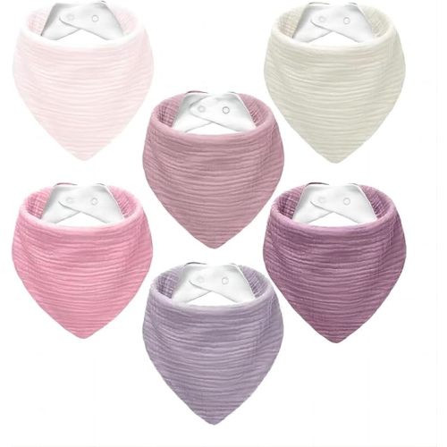 Muslin Baby Bibs,Baby Bandana Drool Bibs 100% Cotton for Baby Boy Girl,Solid Colors Bib for Drooling Teething - 6 Pack-sweet Candy