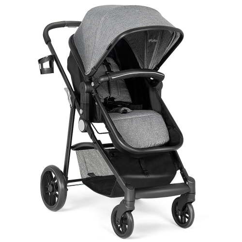 Costway, Baby Stroller, Gray, 2-in-1 Foldable Infant Travel Buggy