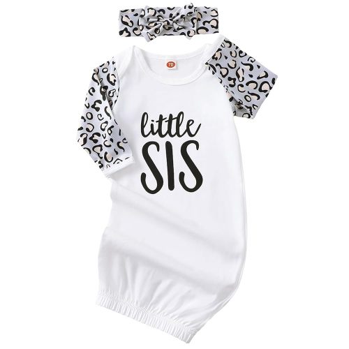 AMAWMW Newborn Baby Girl Little Sister Sleeper Gown Stripe Long Sleeve Nightgown Pajamas Gifts Stuff Essential Outfit