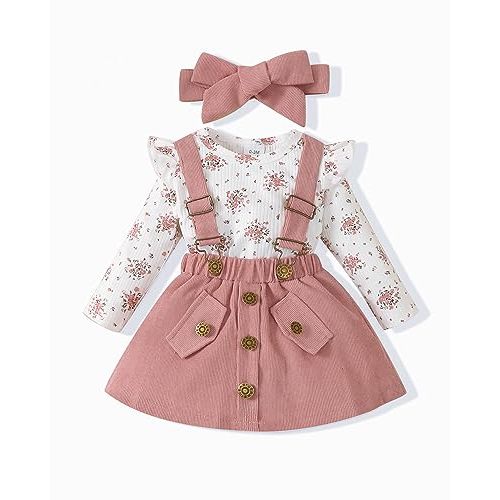 Newborn Infant Baby Girl Dress Clothes Winter Outfits Top Romper Overalls Dresses Suspender Skirt Set for Girls