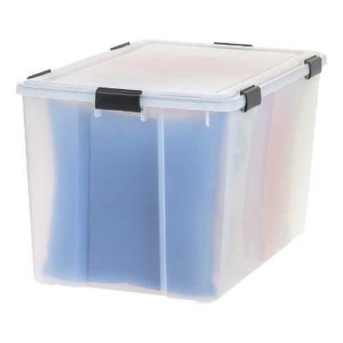 IRIS USA 156 Qt Storage Box with Gasket Seal Lid, BPA-Free, Made in USA - Heavy Duty Moving Containers with Tight Latch, Clear/Black : Target