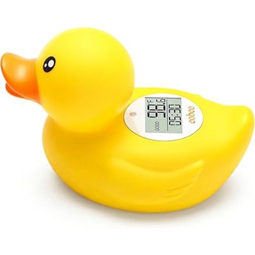 Baby Bath Thermometer with Smart Temperature Alert, Accurate Digital Water Thermometer, Adjustable High Temp Alert for Newborns, Floating Duck Toy with Timer, LED & Sound Alarm, BPA-Free, Waterproof