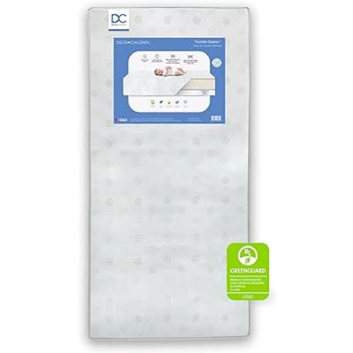 Delta Children Twinkle Galaxy Dual Sided Crib and Toddler Mattress - Premium Sustainably Sourced Fiber Core - Waterproof - GREENGUARD Gold Certified (Non-Toxic) - 7 Year Warranty - Made in USA