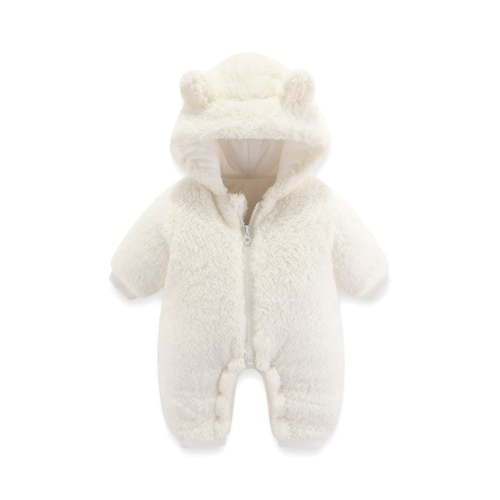 XFHLMJFF Bear Ears Jumpsuit Hooded Baby Boys Girls Long Sleeve Winter Coat Solid Color Warm Thick Onesies Size 6-9 Months
