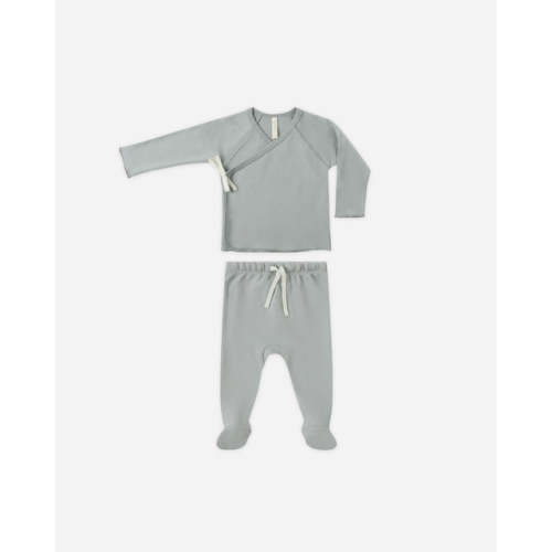 Wrap Top + Footed Pant Set || Steel Blue – Quincy Mae