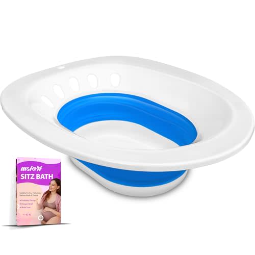 Sitz Bath for Hemorrhoids, Sitz Bath for Postpartum Care - Suitable for Pregnant Women and Perineal Care, Sits Bath Kit for Women - Collapsible Storage, Wide Seat