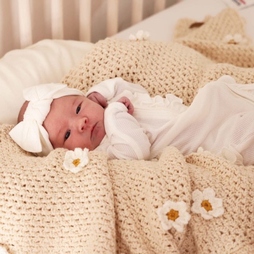 Cloud White Waffle Bamboo Zipper Ruffle Footie