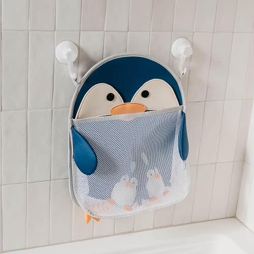 Copper Pearl Oceana Extra-Large Mesh Bath Toy Holder with Suction Cups: Quick-Dry Bath Toy Storage Net for Bathtub, Pebbles